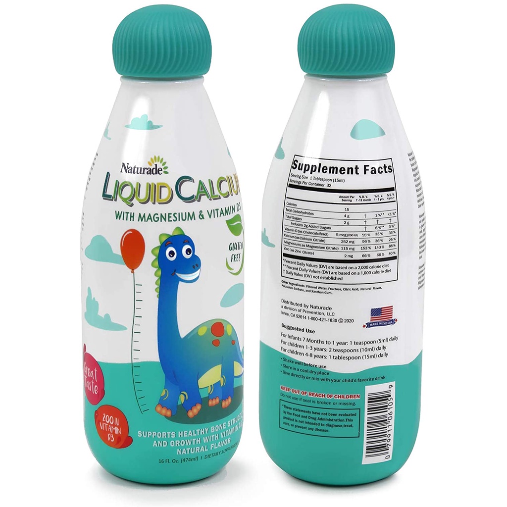 Canxi Nước cho bé Naturade Liquid Calcium Magnesium & Vitamin D3 474ml