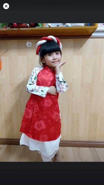 Set áo dài hoa đào