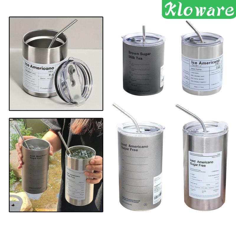 Cốc Giữ Nhiệt Hai Lớp Kèm Nắp Và Ống Hút Tiện Dụng Mang Theo Du Lịch / Cắm Trại