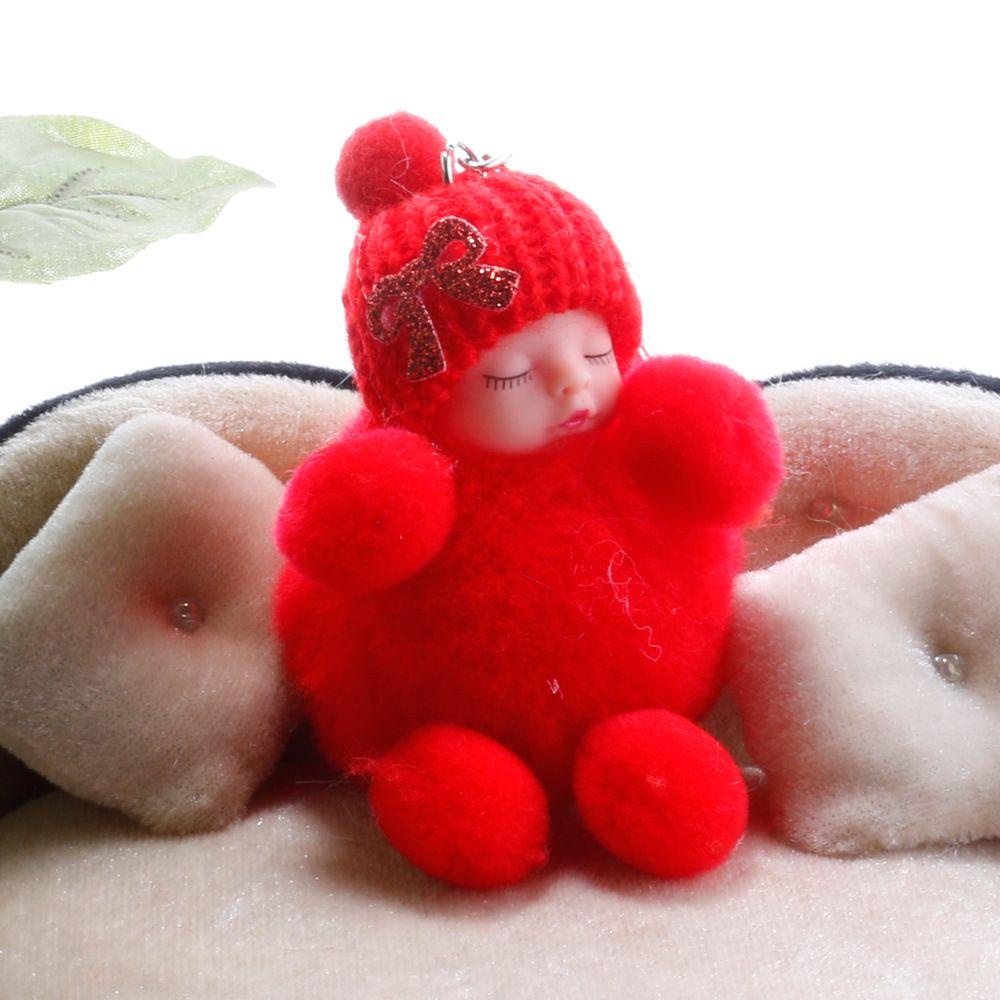 Móc Khóa Hình Em Bé Đang Ngủ Có Bóng Lông Dễ Thương