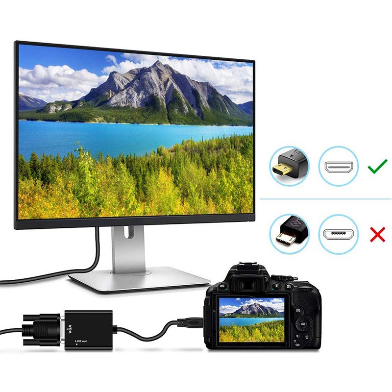 Đầu Chuyển Đổi Mini Hdmi Sang Vga 1080p Mạ Vàng Với Giắc Cắm 3.5mm Cho Laptop / Máy Tính Bảng | BigBuy360 - bigbuy360.vn