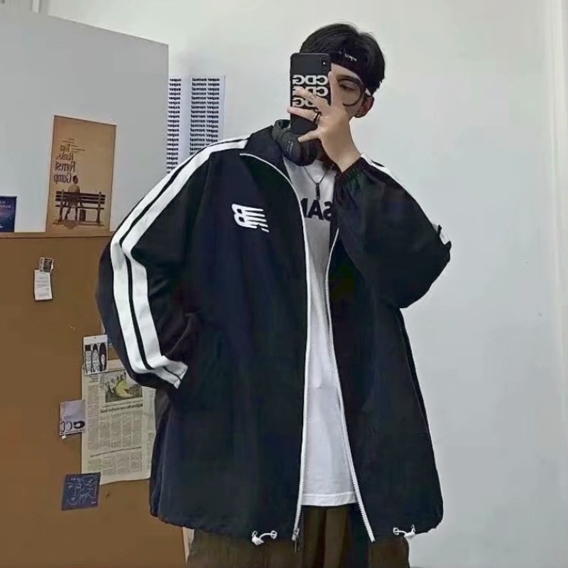 Áo Khoác Bóng Chày Nam Tay Dài Dáng Rộng Thoải Mái Thường Ngày Phong Cách Hàn Quốc