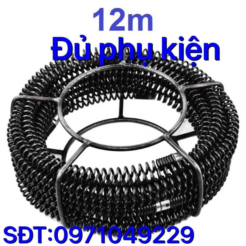 Dây thông tắc đường ống đường kính 16mm dùng tay quay dài 12m bao gầm 6 đàu thông và 1 tay quay