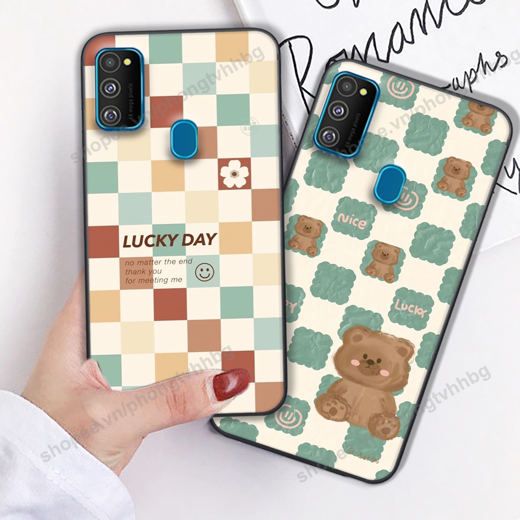Ốp lưng Samsung M21 / M30s / M31 in mẫu gấu bo viền , smile mặt cười cực cute đẹp