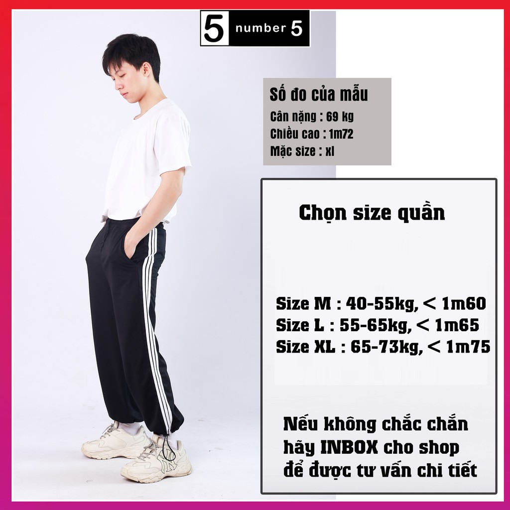 Quần Jogger Nỉ Dày Dặn 3 Sọc NUMBER5 Form Ống Rộng Để Suông Hoặc Rút Dây Bo Gấu Vải Mịn Mềm [JDR]