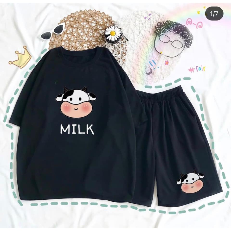 [Xả Kho] Sét Áo Thun Tay Lỡ Chất Đẹp + Quần Đùi Đen Ống Rộng Hot❤️ Sét Đồ Bộ Nam Nữ Unisex Freesize