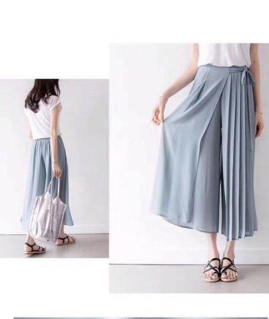 SẴN HÀNG | Quần giả váy voan chiffon, quần ống rộng culottes hàng Quảng Châu loại 1