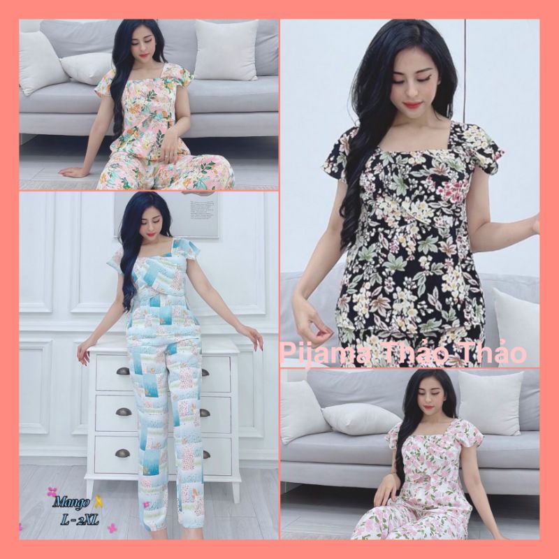 Bộ Mặc Nhà Lụa Mango Cao Cấp Tay Cánh Tiên Quần Dài Thiết Kế Mới🎀Hàng Có Size