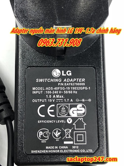 Adapter nguồn màn hình LG 19v 1.7a chính hãng