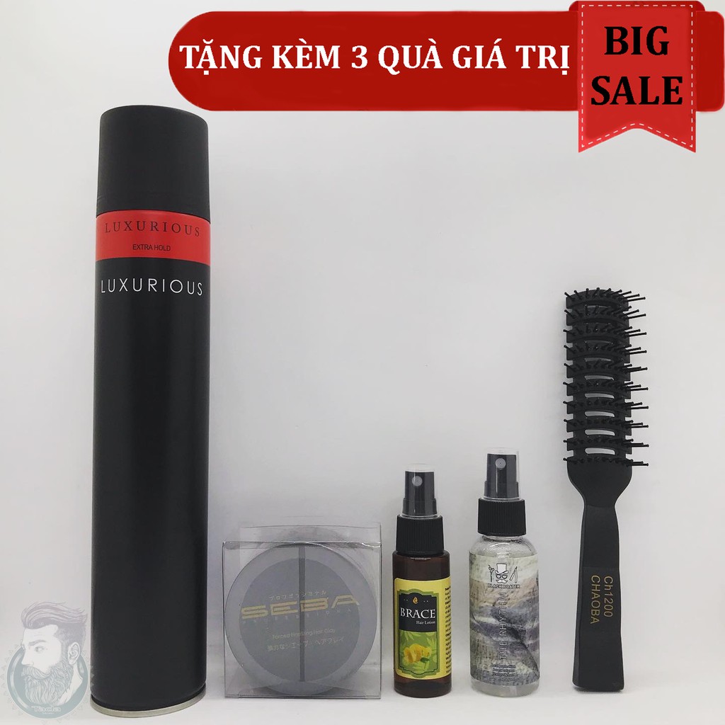 ✅[TẶNG 3 QUÀ]{Combo} Sáp Vuốt Tóc SEBA Và Gôm Xịt Tóc Luxurious + Tặng Pre Styling, Hair Lotion & Lược