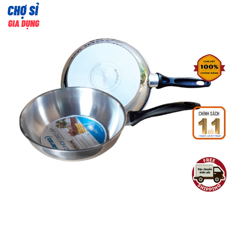 Chảo Từ Inox 3 Đáy Thân Cao 24cm Asanzo AC-C24( không nắp) Dùng Được Cho Tất Cả Các Loại Bếp