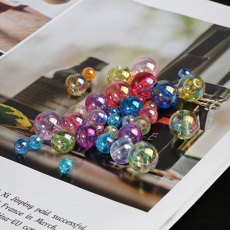 Set 200/100/50 hạt xâu lỗ bằng acrylic kích cỡ 6mm 8mm 10mm dùng để làm đồ trang sức thủ công