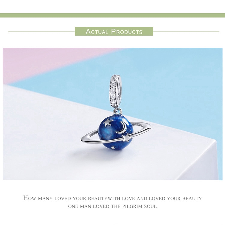 Hạt charm Bamoer hình hành tinh đính đá thiết kế sáng tạo