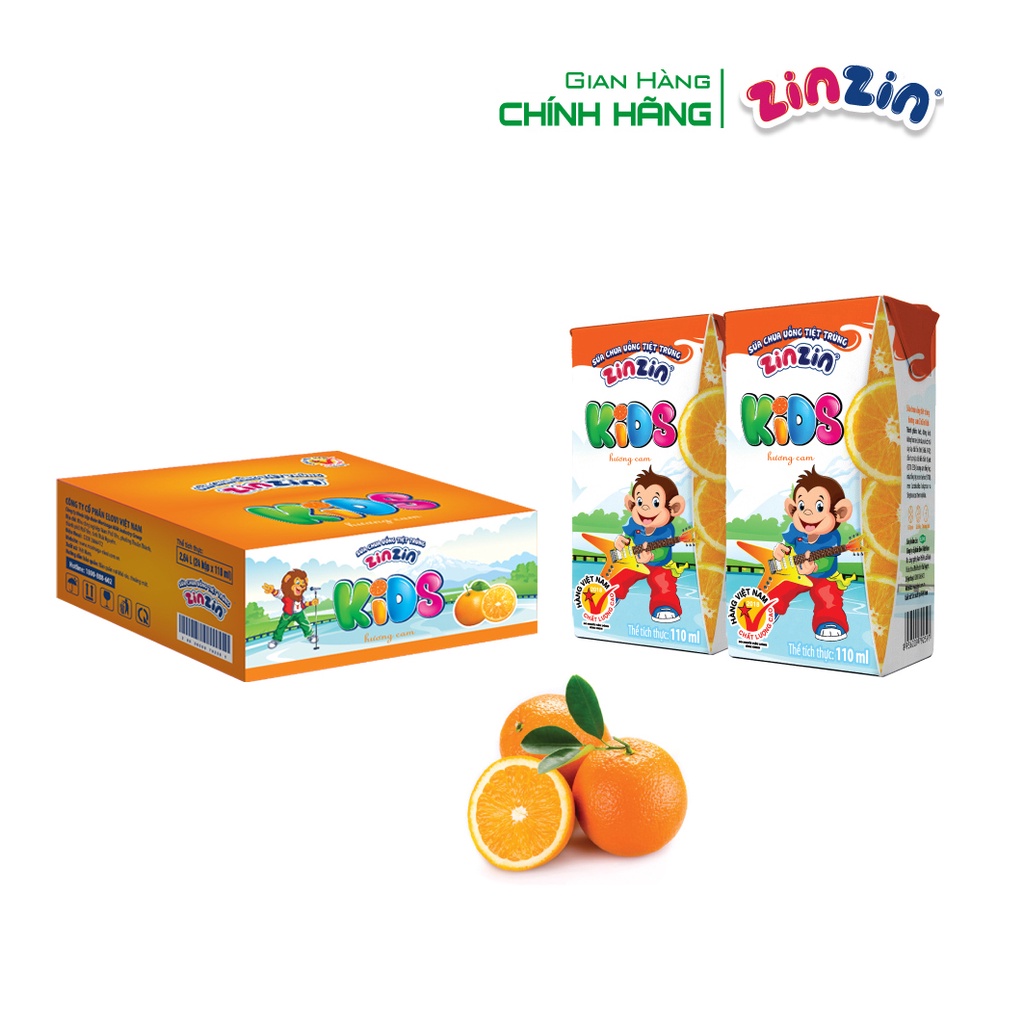 Thùng 24 hộp Sữa chua uống ZinZin KIDS hương cam 110ml