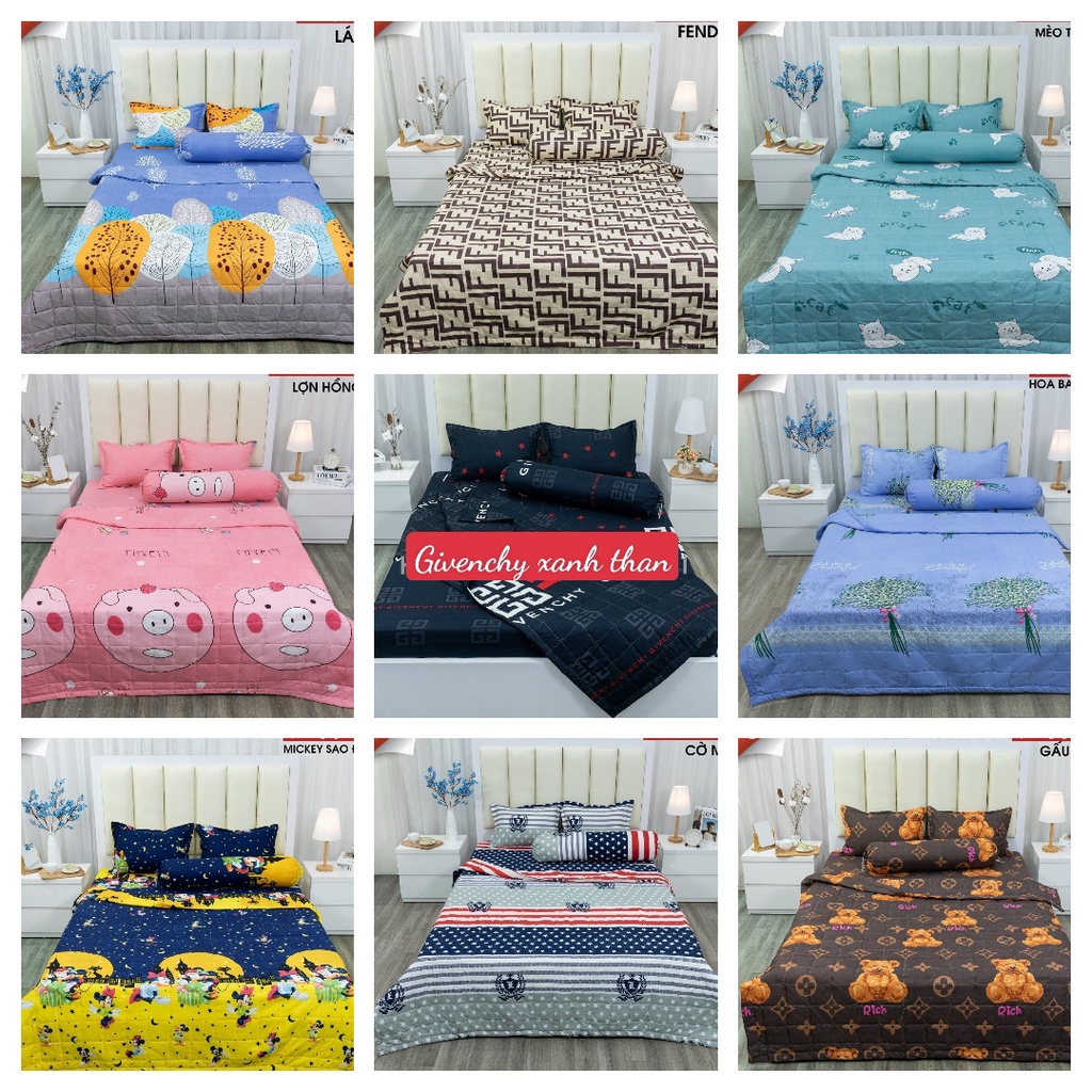 Bộ Ga Gối 3 Món,Bọc Đệm 1m2x2m,1m6x2m,1m8x2m,chọn mẫu thoải mái,vải cotton poly