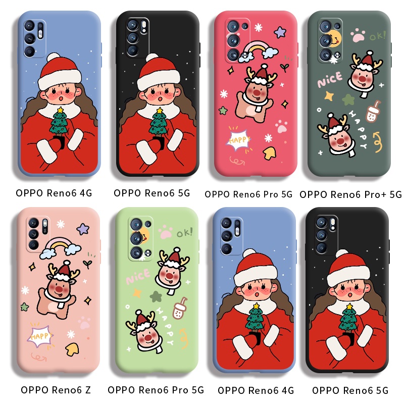 Ốp điện thoại chống sốc họa tiết giáng sinh cho OPPO Reno 6 5G 4G Reno 6z 5G Reno6 Pro 5G Reno6 Pro + 5G