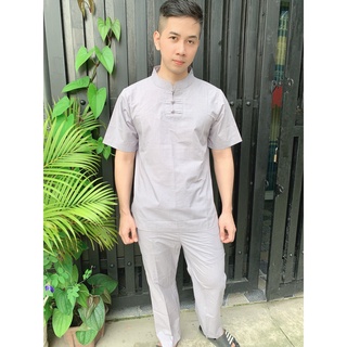 ĐỒ LAM ĐI CHÙA Set Đồ Lam Cao Cấp Cổ Tàu 3 Nút