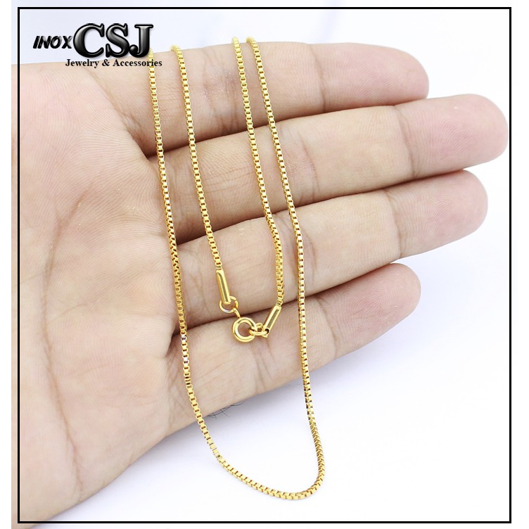 DÂY CHUYỀN NỮ INOX Ô VUÔNG KHÍT 1.2MM MẠ VÀNG D014 KIỂU MỚI THỜI TRANG
