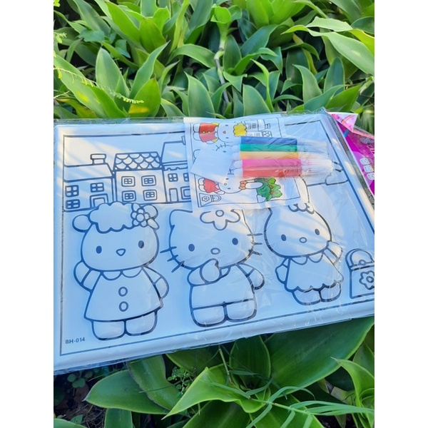 Tranh tô màu bút lông 3D khổ A4 mẫu dễ thương cho bé