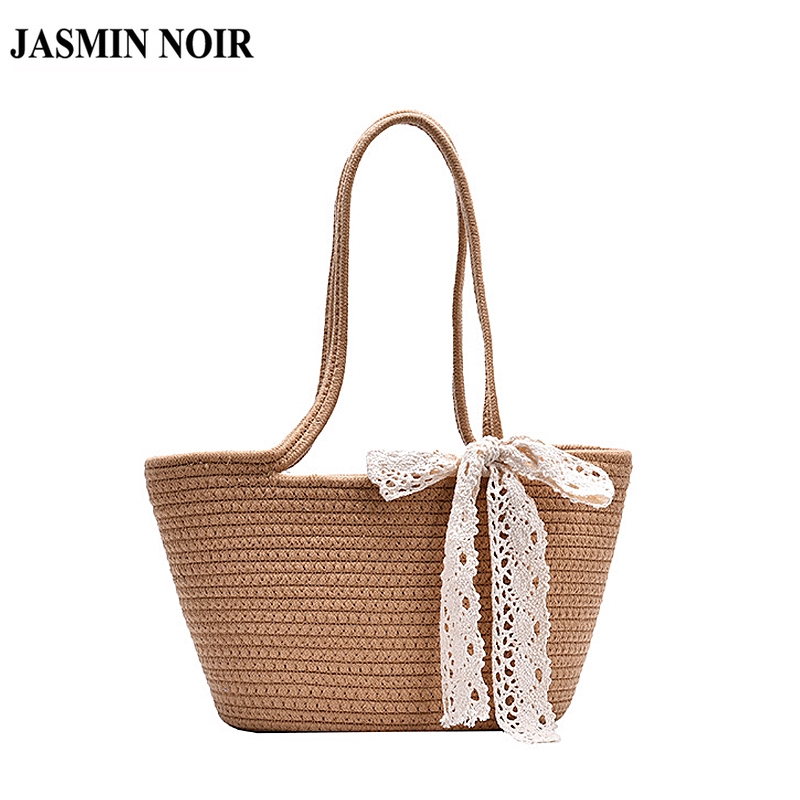 Túi Tote JASMIN NOIR Dệt Cói Sức Chứa Lớn Thời Trang Đi Biển Phong Cách Hàn Quốc Cho Nữ