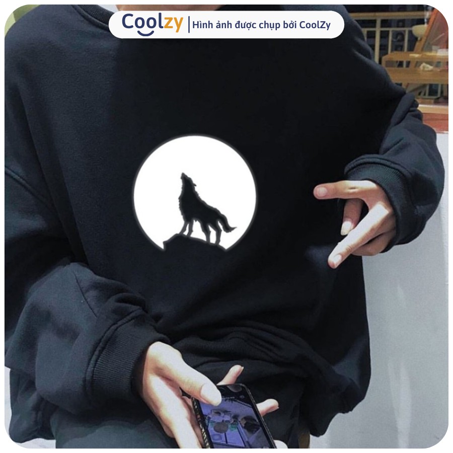 Áo Sweater  Áo Sweater form rộng In Sói Mặt Trăng Phản Quang | CoolZy