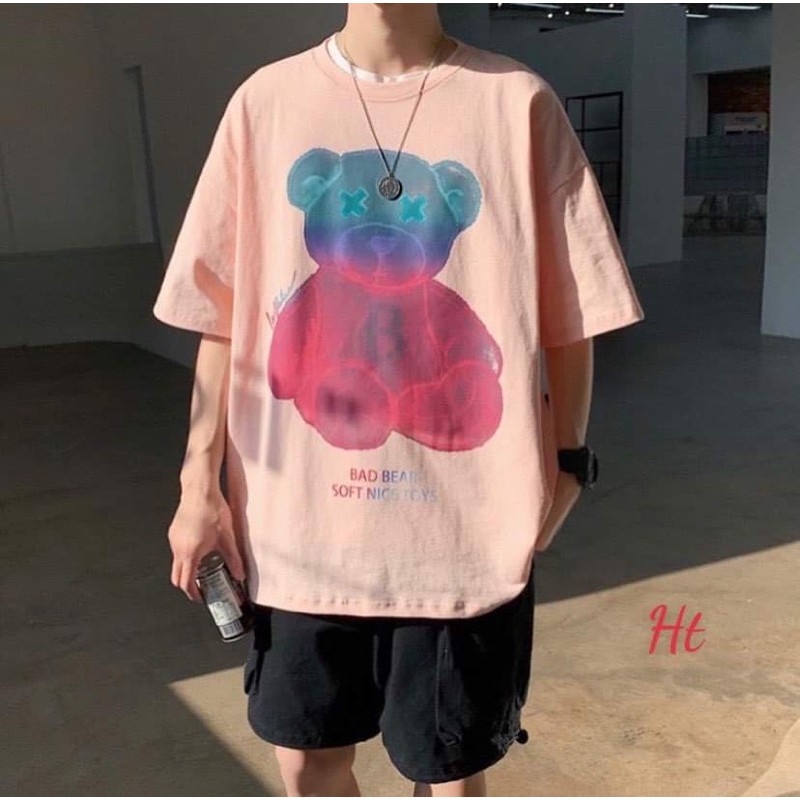 Áo phông gấu xanh hồng H2C848