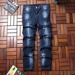Quần jean nam xanh đậm rách co giãn GN222 Gấu Nâu