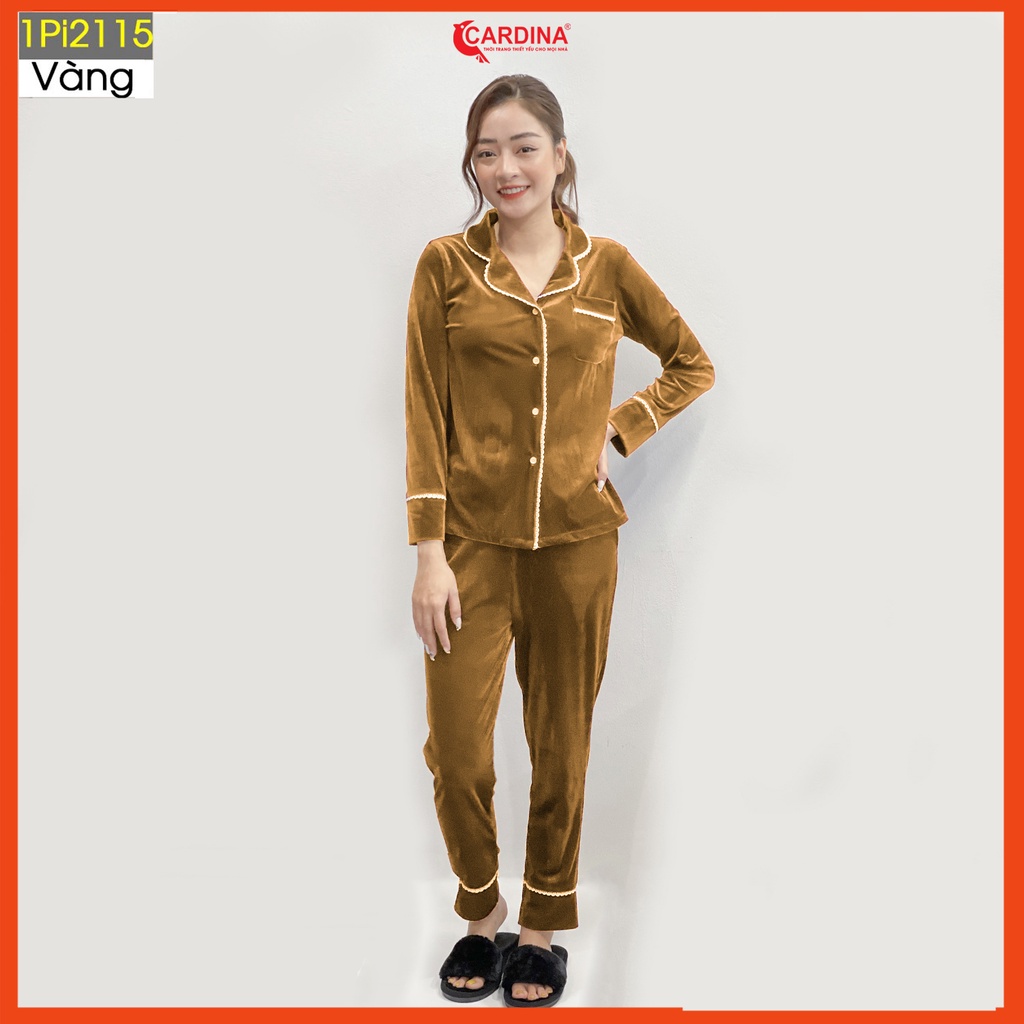 Đồ bộ pijama nữ CARDINA chất nhung tăm cao cấp kiểu dáng thanh lịch sang trọng 1Pi21.