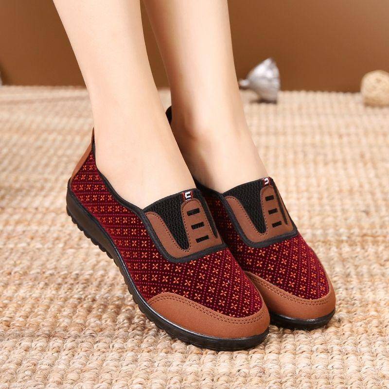 Giày Lười Vải Đế Mềm Chống Trượt Thời Trang Cho Phụ Nữ Trung Niên