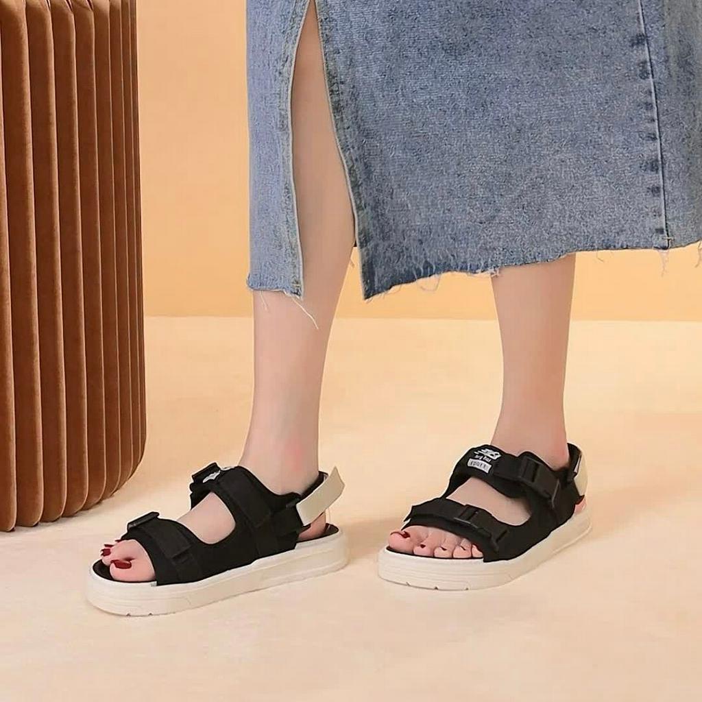 Giày Sandal Nữ MWC 2825 - Sandal Nữ Quai Ngang Đế Bằng  Cá Tính