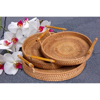 Khay đĩa tròn có quai cầm