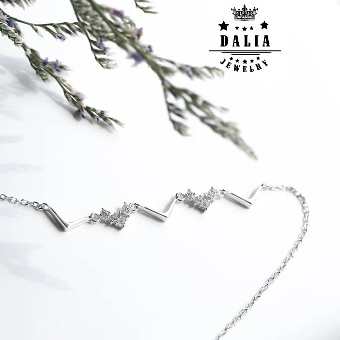 Lắc tay bạc nữ cao cấp DaLiA Jewelry lắc tay bạc thật hình nhịp tim cá tính không gỉ