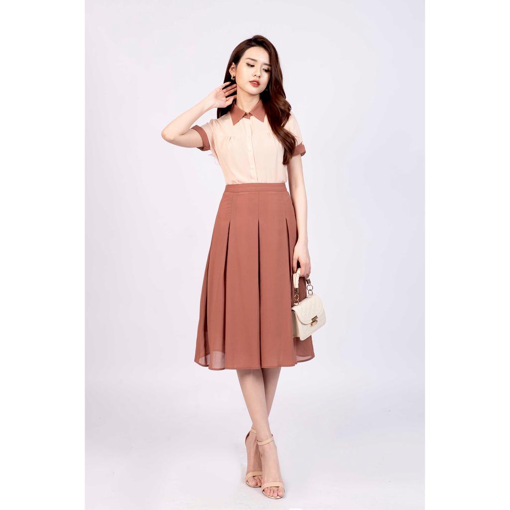 Chân váy dáng xòe, dài qua gối MMOutfit M-JU020221042