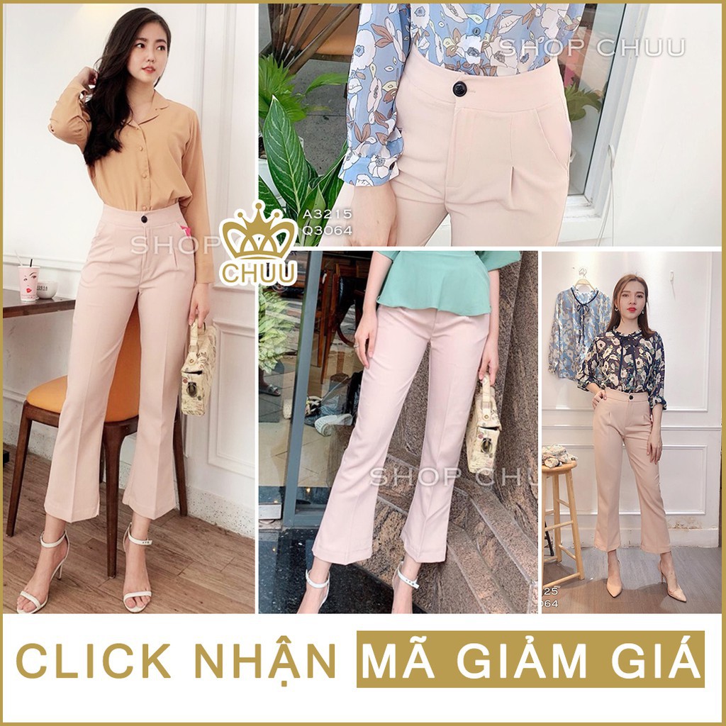 [HÀNG MỚI VỀ] Quần Ống Loe Xẻ Trước Gấu Cạp Cao Dáng Xinh | BigBuy360 - bigbuy360.vn