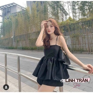 [ẢNH THẬT] Sét Áo 2 Dây Đan Lưng Mix Quần Short 🦋FREESHIP🦋 Áo 2 Dây Đan Lưng Chân Bèo Linh Trần Store