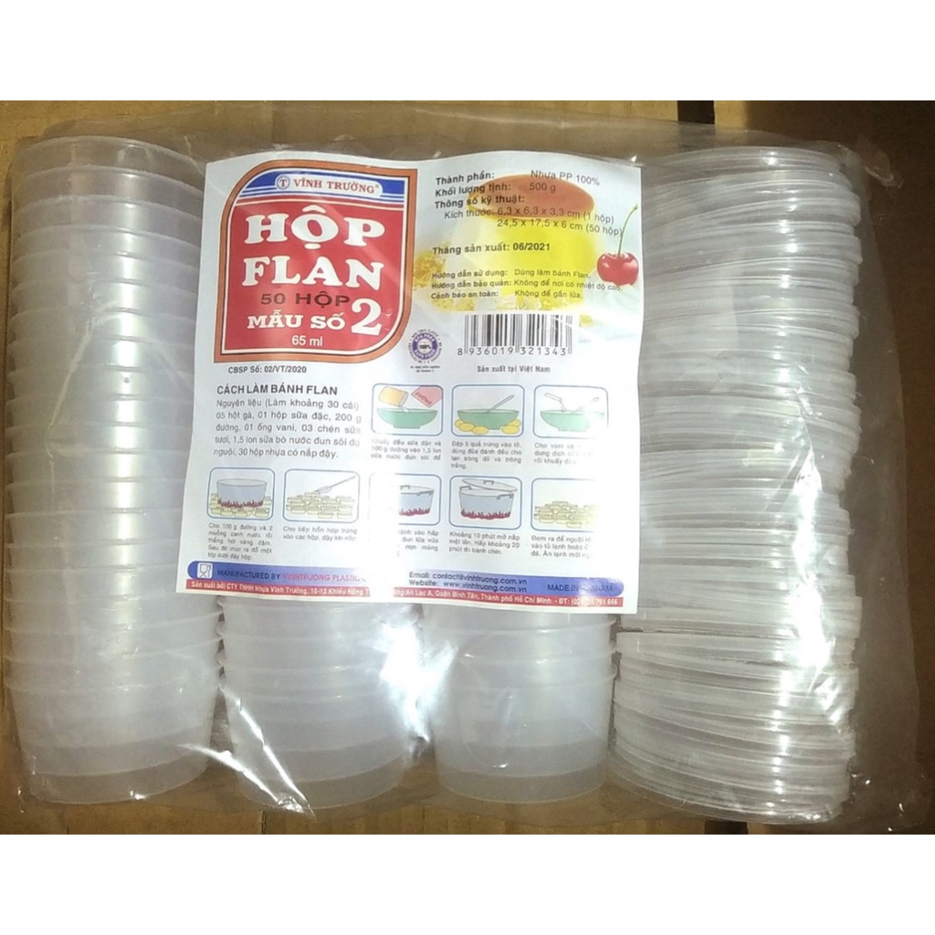 50 cái hộp khuôn bánh flan, khuôn rau câu số 2 nhựa PP Vĩnh Trường