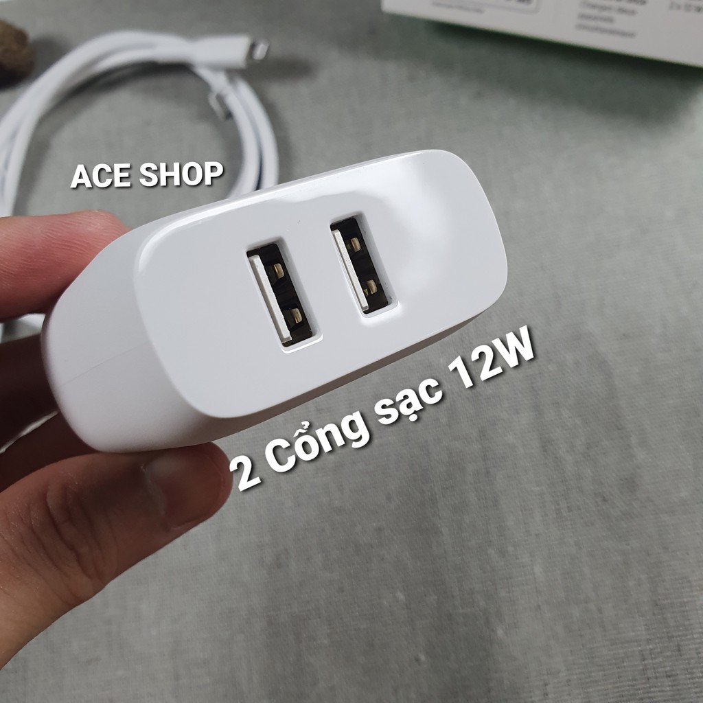 Combo Belkin củ sạc 24W + cáp lightningchính hãng , có chứng chỉ Mfi của Apple