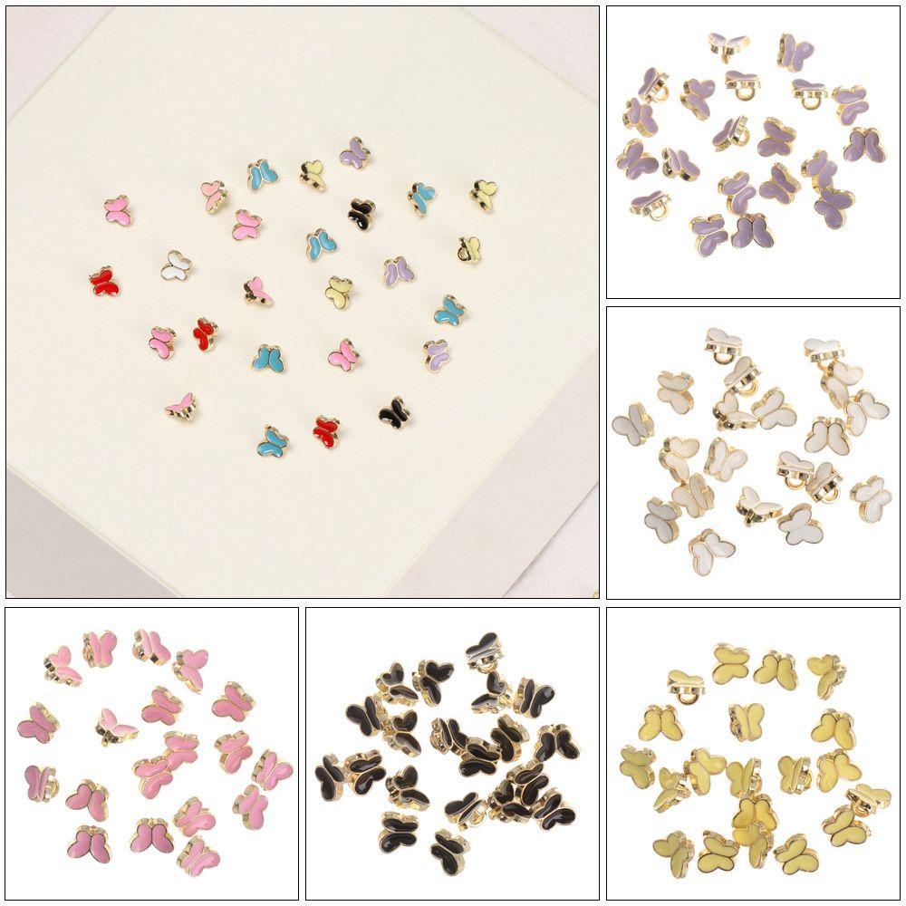 Set 20 Nút Mini Họa Tiết Bướm Làm Quần Áo Búp Bê
