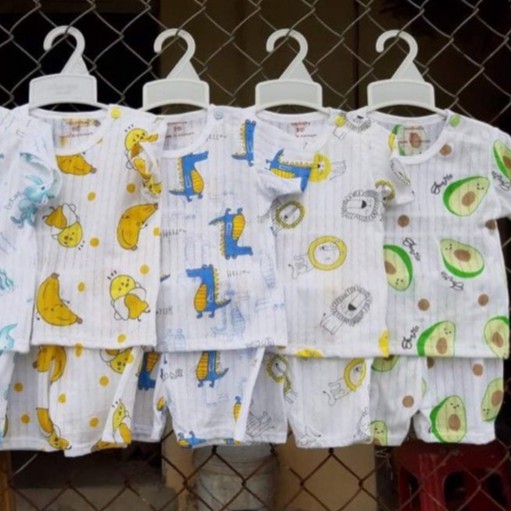 Bộ Cộc Tay COTTON GIẤY QUẢNG CHÂU Cao Cấp Cho Bé - Quần Áo Cho Bé Trai Bé Gái Sơ Sinh 4-14KG