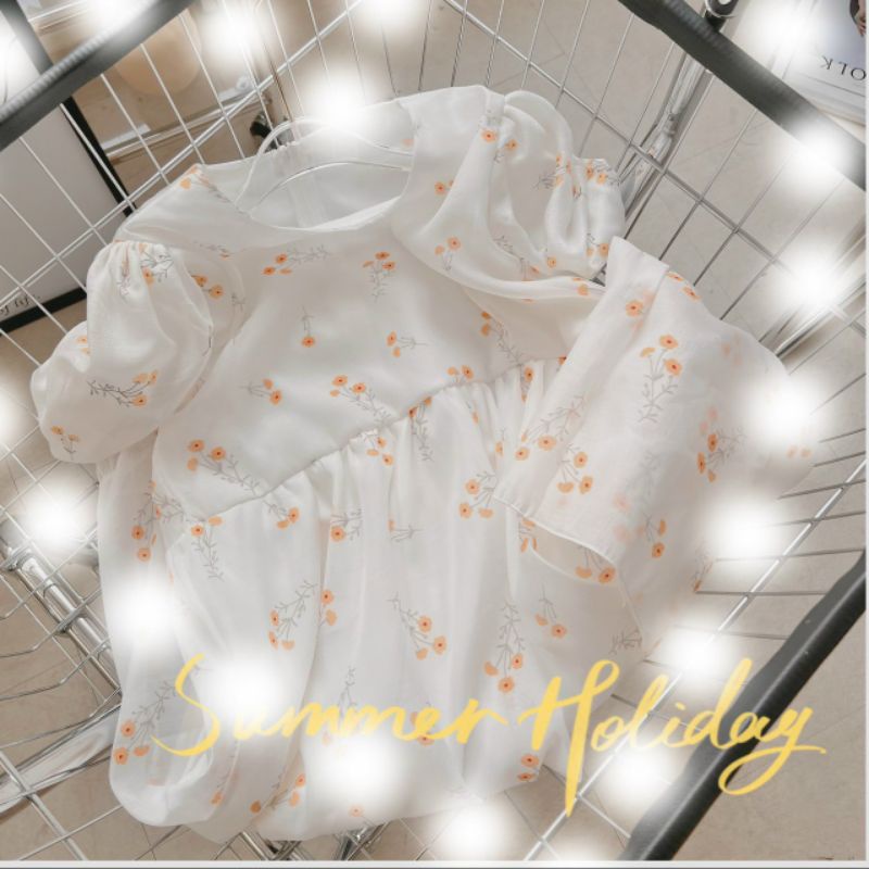 ĐẦM BABYDOLL HOA TAY PHỒNG ĐUÔI CÁ