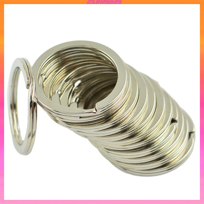 12x Keyring Flat Split Key Rings 28mm Nickel Plated Steel Hoop Loop Ring