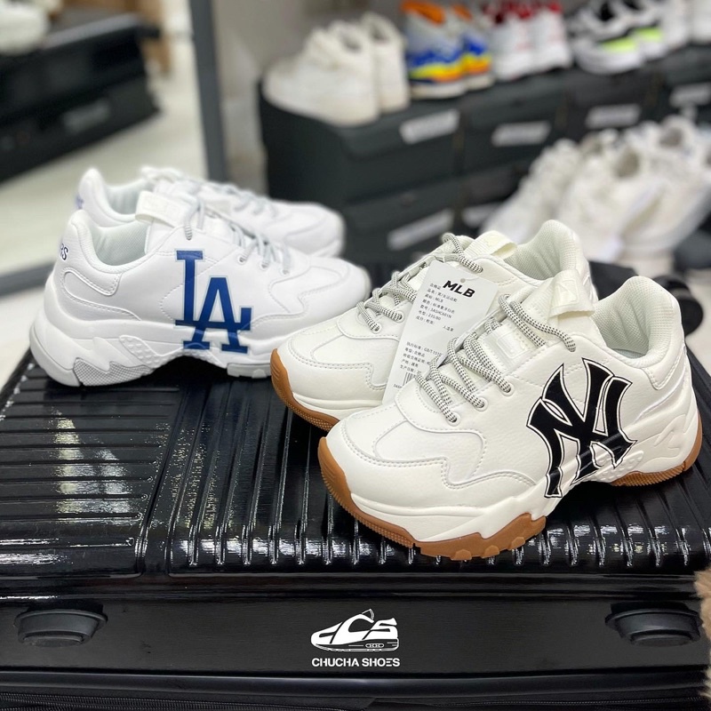 *Chính Hãng* Giày Sneaker MLB BigBall Chunky LA Chữ Xanh, NY Chữ Đen Đế Gum