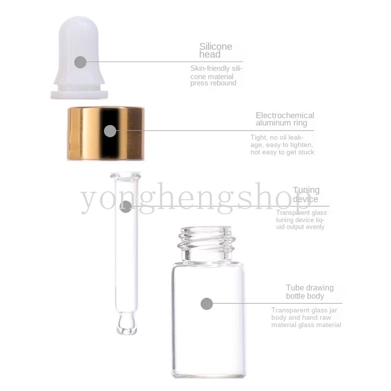 Chai Thủy Tinh Rỗng Trong Suốt 5 / 10 / 15ml Đựng Tinh Dầu Thơm Tiện Dụng Mang Theo Du Lịch