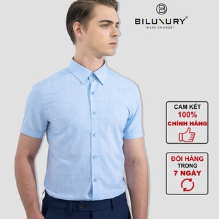 Áo sơ mi nam ngắn tay BILUXURY form chuẩn co giãn nhẹ không bai xù bền màu lâu 4SMCC004XAH