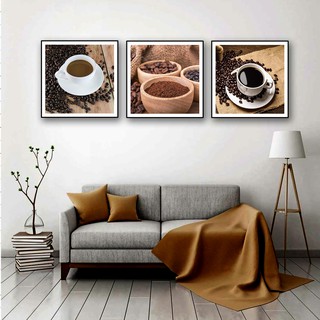 Tranh treo tường  - Tách cafe nghệ thuật CC146 - Vải canvas kim tuyến -Công nghệ in UV-  Khung viền composite