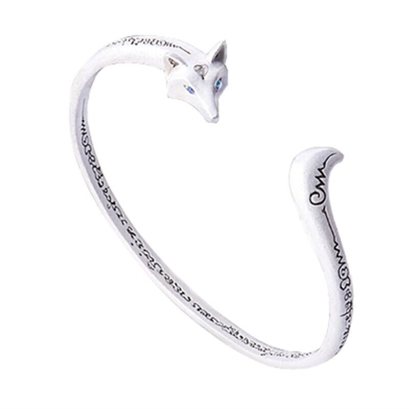 RL-Vòng tay hồ ly kinh thánh tiếng Phạn để tăng sự giàu có và may mắn có thể điều chỉnh mở vòng tay bạc Có được Vòng tay quyến rũ xã hội, tăng cường sức mạnh, giàu có,