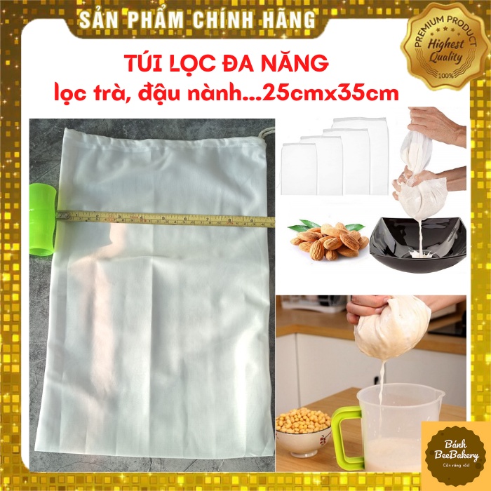 Túi lọc trà sữa, sữa đậu nành, thảo mộc có dây rút dùng trong nấu ăn, pha chế tái sử dụng [25cmx35cm]