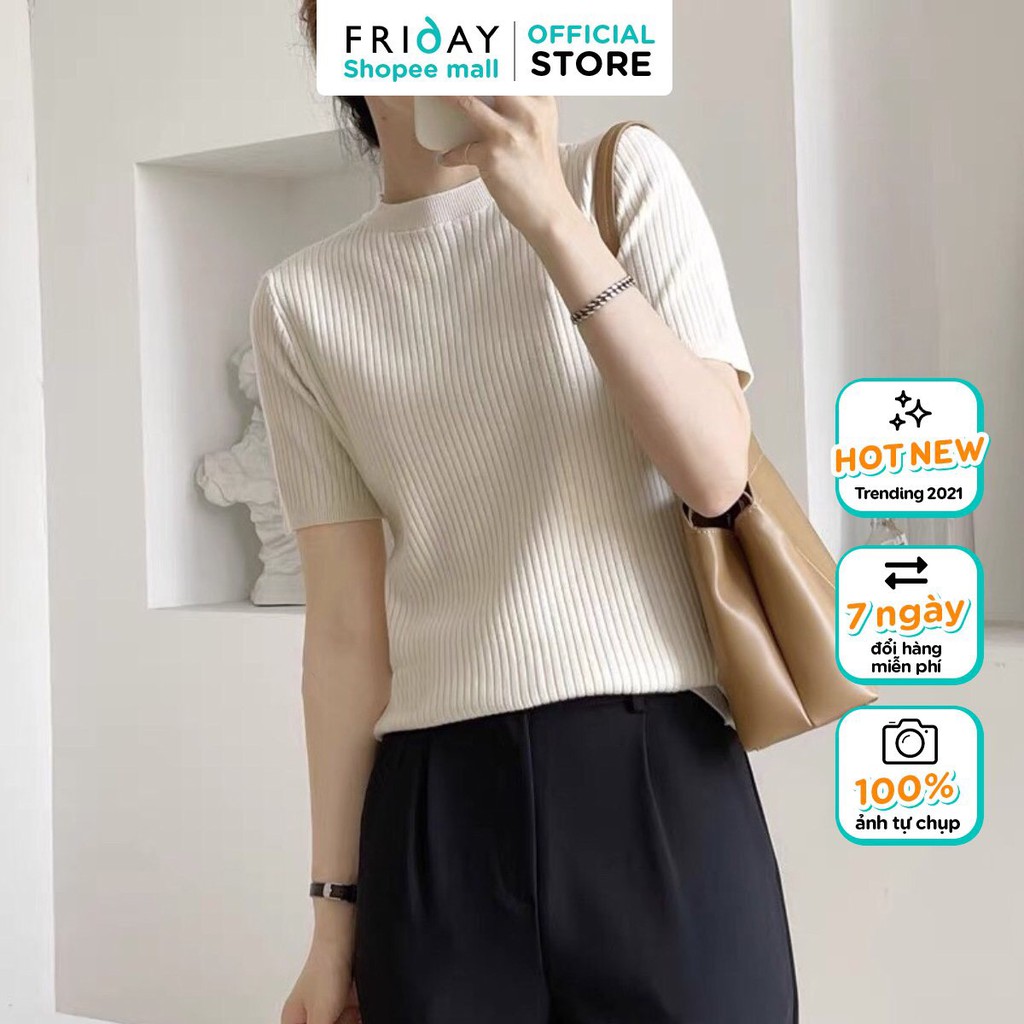 Áo thun tăm mùa thu cộc tay mongtoghi mầu pastel Hàn Quốc Friday