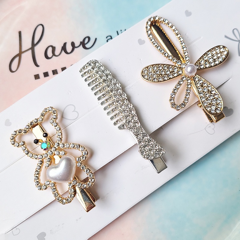 Set 3 Kẹp Tóc Đính Ngọc Trai Xinh Xắn Cho Nữ
