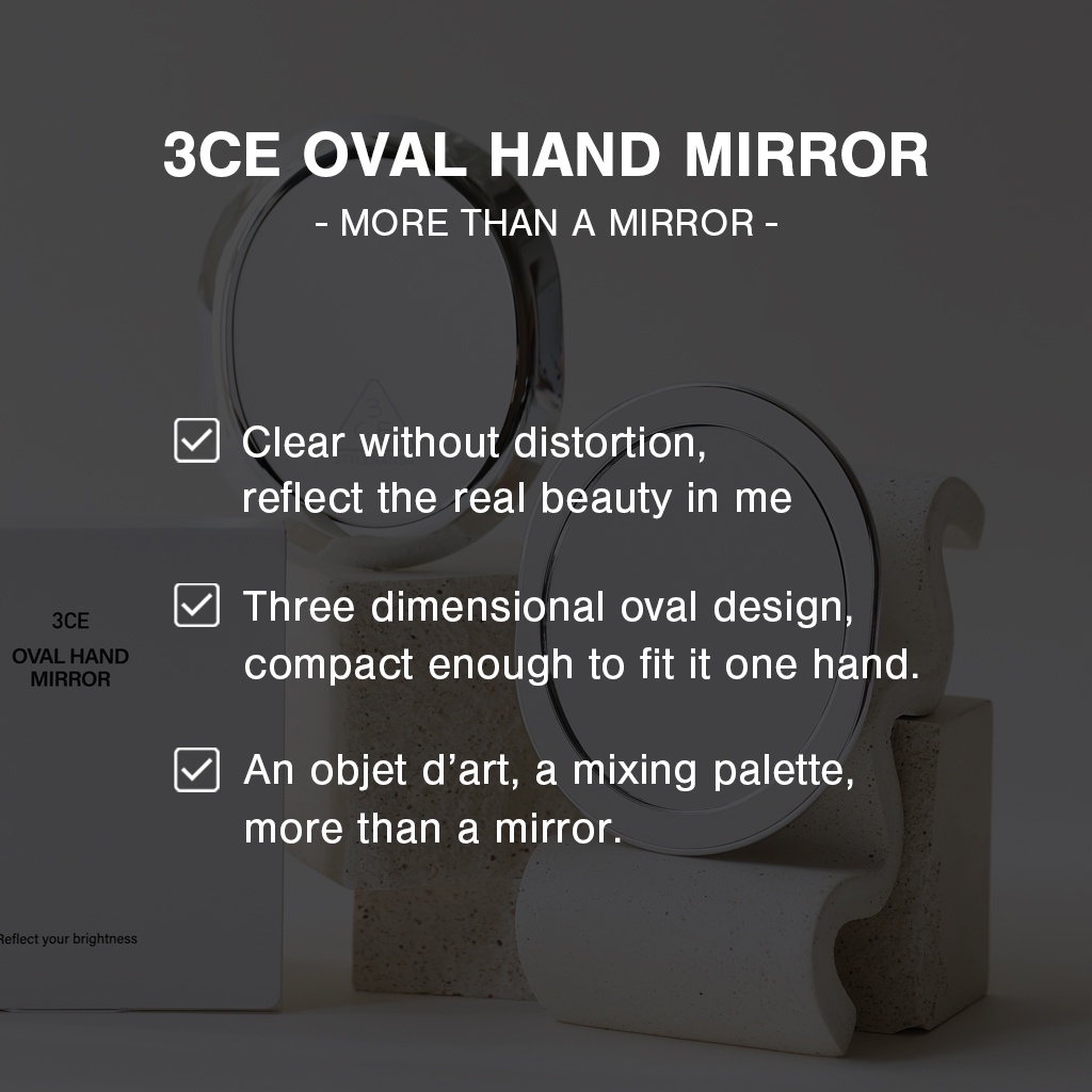 Gương tay hình bầu dục 3CE Oval Hand Mirror | Official Store Acc Make up Cosmetic